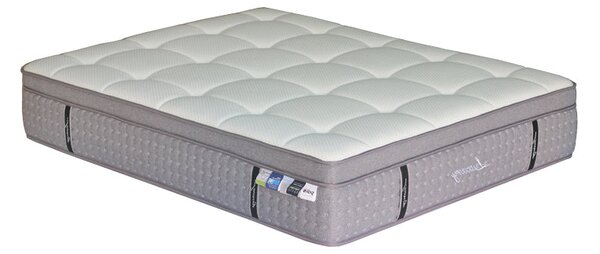 Saltea Luxury 5 zone arcuri buzunar+gel spuma cu memorie+latex 34-36cm, Alb, 150x200 cm