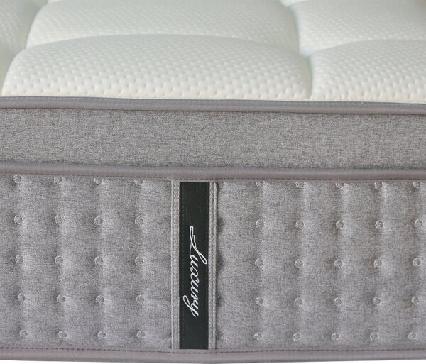 Saltea Luxury 5 zone arcuri buzunar+gel spuma cu memorie+latex 34-36cm, Alb, 150x200 cm