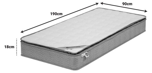Saltea Perfecto cu arcuri continue pe o singura parte, cu strat superior de 18-20cm, Alb, 90x190 cm