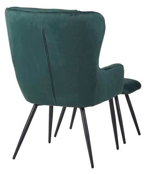 Fotoliu cu taburet Rueda, Verde inchis, 71x66x99 cm