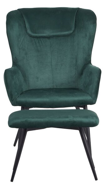 Fotoliu cu taburet Rueda, Verde inchis, 71x66x99 cm