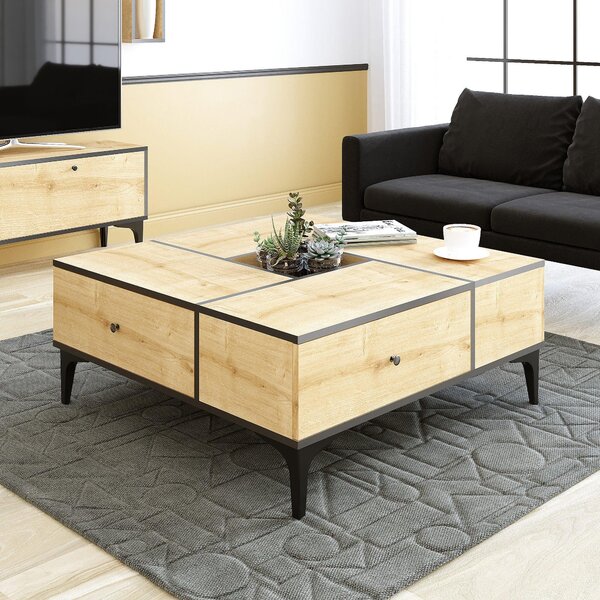 Masuta de cafea Shelfa, Stejar, 105x42x105 cm