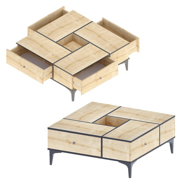 Masuta de cafea Shelfa, Stejar, 105x42x105 cm