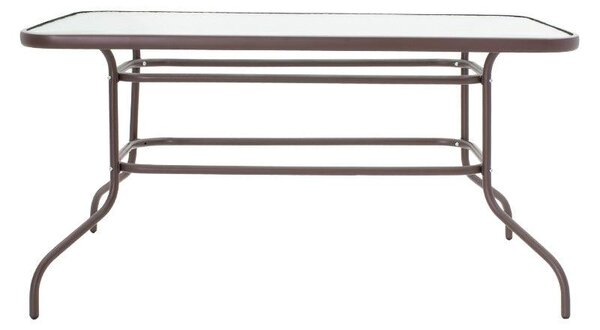 Masa Valor metal sticla, Maro - Alb, 140x80x70 cm
