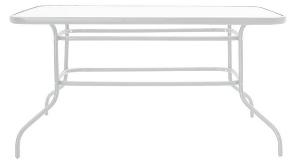 Masa Valor metal sticla, Maro - Alb, 140x80x70 cm