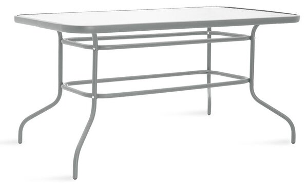 Masa Valor metal sticla, Maro - Alb, 140x80x70 cm