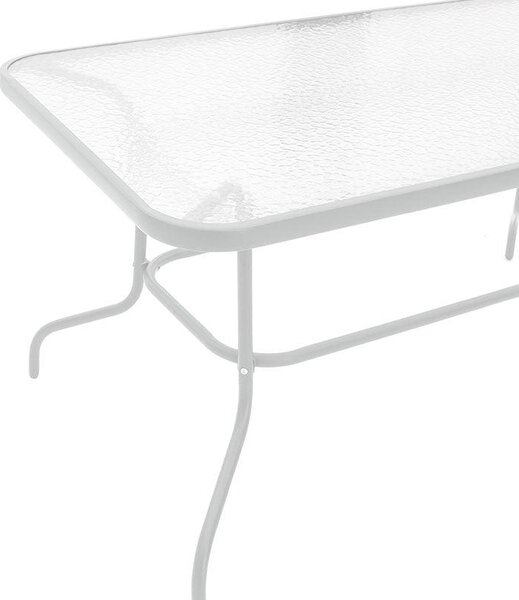 Masa Valor metal sticla, Maro - Alb, 140x80x70 cm