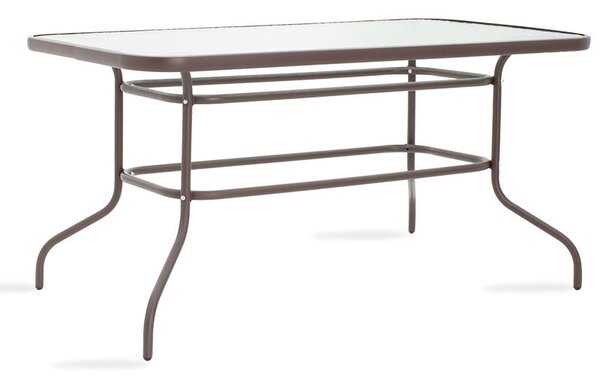 Masa Valor metal sticla, Maro - Alb, 140x80x70 cm
