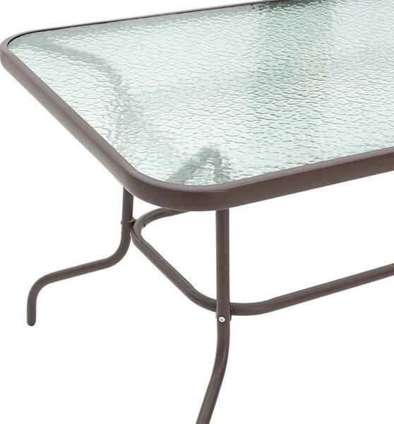 Masa Valor metal sticla, Maro - Alb, 140x80x70 cm