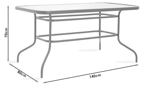 Masa Valor metal sticla, Maro - Alb, 140x80x70 cm