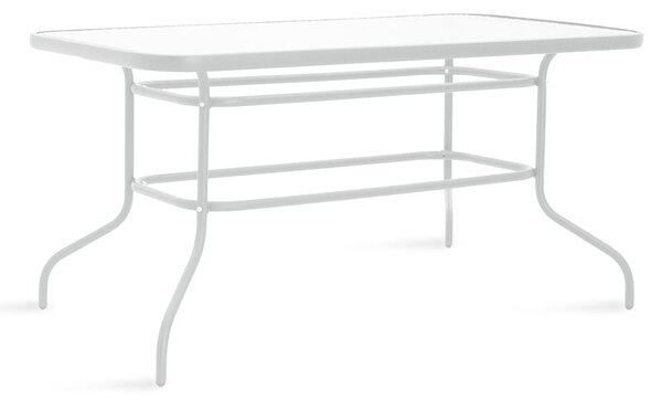 Masa Valor metal sticla, Maro - Alb, 140x80x70 cm
