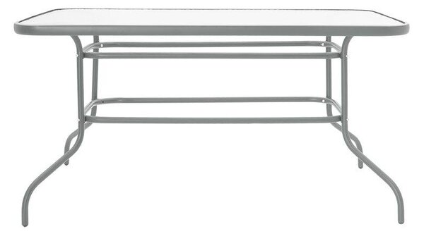 Masa Valor metal sticla, Maro - Alb, 140x80x70 cm