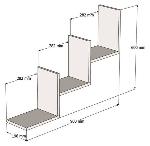 Raft de perete Mauer, finisaj nuc, lemn robust, 90x19x60 cm