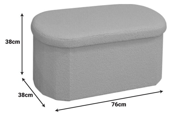 Taburet Otto cu spatiu de depozitare, Boucle Ivory, Bej, 76x38x38 cm
