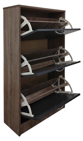 Pantofar cu rafturi Savaz, metal și lemn, Antracit, 60x24x114 cm