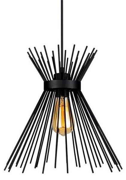 Plafoniera cu design tip lumânare, metal, negru, D25x30 cm