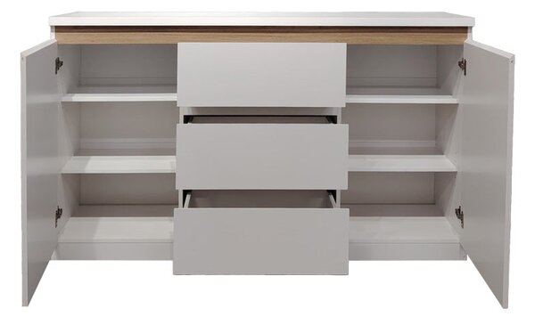 Bufet cu spatiu de depozitare Chiemo, Lemn, Alb, 160x40x93 cm