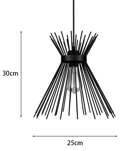 Plafoniera cu design tip lumânare, metal, negru, D25x30 cm