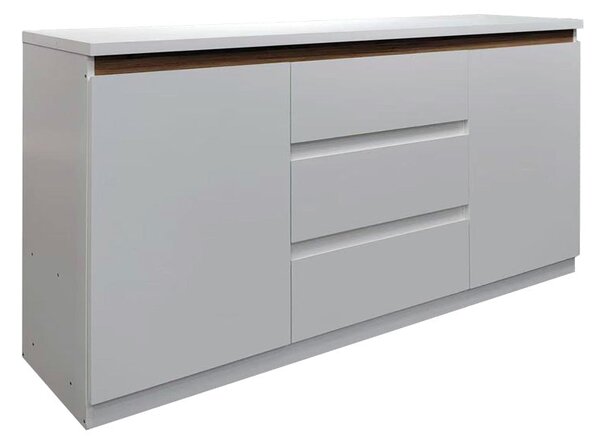 Bufet cu spatiu de depozitare Chiemo, Lemn, Alb, 160x40x93 cm