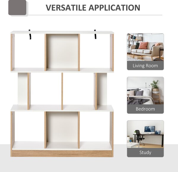 HOMCOM Bibliotecă din Lemn cu 3 Rafturi, Dimensiuni 100x30x124cm, Design Elegant pentru Organizare și Depozitare | AOSOM România