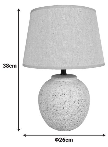 Lustră de masă cu lumină Lurata, Ceramică, Gri Antic-Bej, 26x38 cm