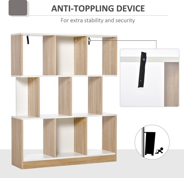 HOMCOM Bibliotecă din Lemn cu 3 Rafturi, Dimensiuni 100x30x124cm, Design Elegant pentru Organizare și Depozitare | AOSOM România