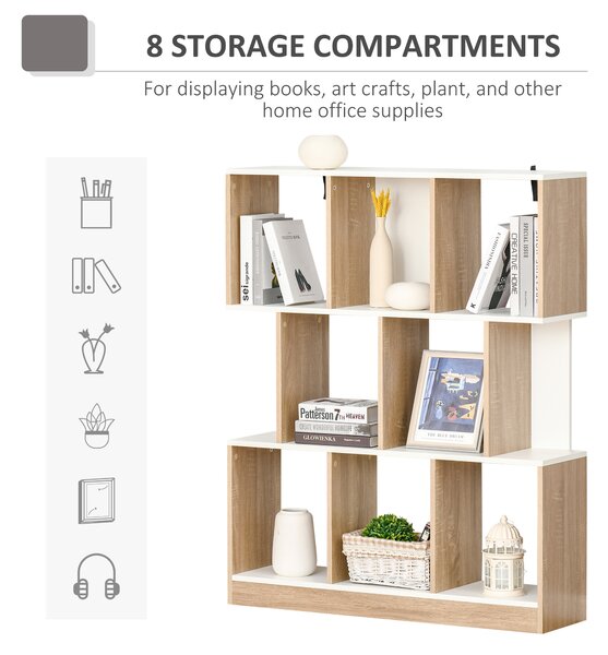 HOMCOM Bibliotecă din Lemn cu 3 Rafturi, Dimensiuni 100x30x124cm, Design Elegant pentru Organizare și Depozitare | AOSOM România
