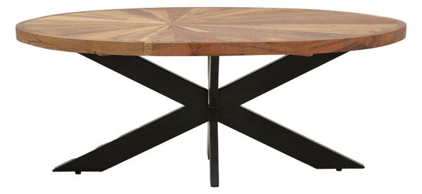 Masuta de cafea ovala Fardy lemn masiv de acacia, nuc - negru, 120x60x45 cm