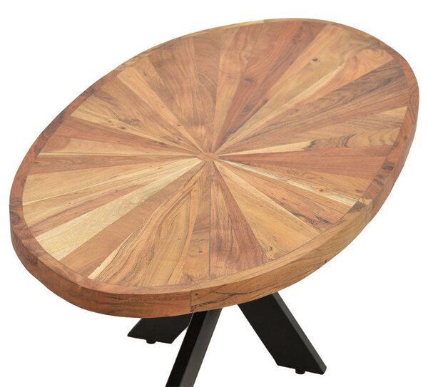 Masuta de cafea ovala Fardy lemn masiv de acacia, nuc - negru, 120x60x45 cm