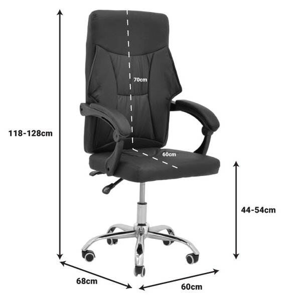 Scaun de birou manager Glorin negru pu, 60x68x128 cm