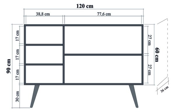 Consolă Mega - Console 5, Stejar Sonoma, 90x60x120 cm