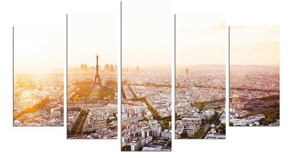 Tablou MDF ( 5 buc ) Paris Drone, Multicolor, 60x110 cm