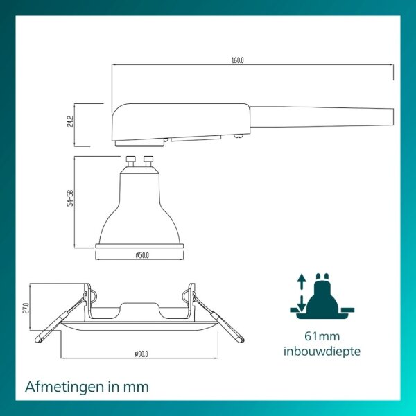 Philips - Corp de iluminat încastrat PERIDOT 1xGU10/7W/230V, argintiu