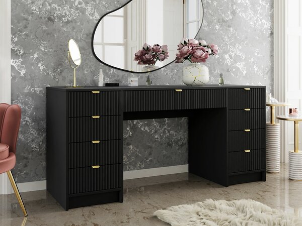 Birou Comfivo Papilio I, Negru, PAL laminat, MDF, 76x154x55cm, 51 kg