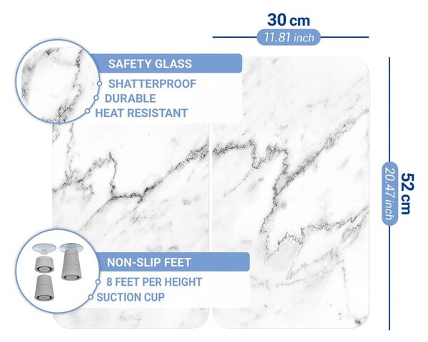 Set 2 protecții din sticlă pentru aragaz Wenko Marble, 52 x 30 cm