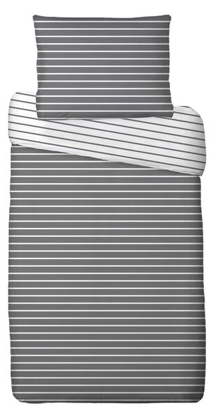 Lenjerie de pat din bumbac Dungi, gri, 140 x 220 cm, 70 x 90 cm