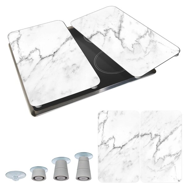 Set 2 protecții din sticlă pentru aragaz Wenko Marble, 52 x 30 cm