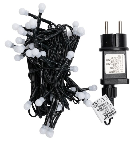 Aigostar - Ghirlandă luminoasă LED de exterior pentru Crăciun, 50 LED, 8 funcții, 8 m, IP44, alb cald
