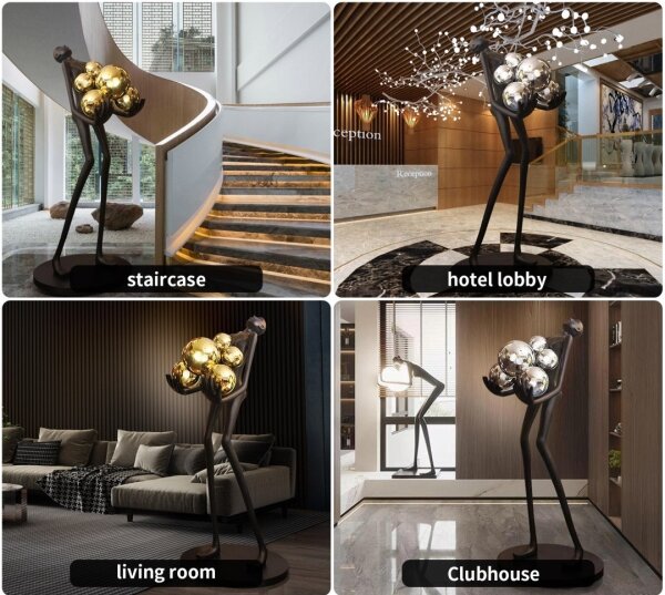 Immax 08808XL - Lampă de podea SILUETTE 6xE27/25W/230V 180 cm Human Ball