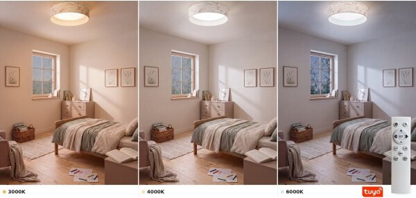 Brilagi-LED Lampă dimabilă VELVET SM. 24W/230V 3000-6000K diam. 45 cm alb/flori WT+DO