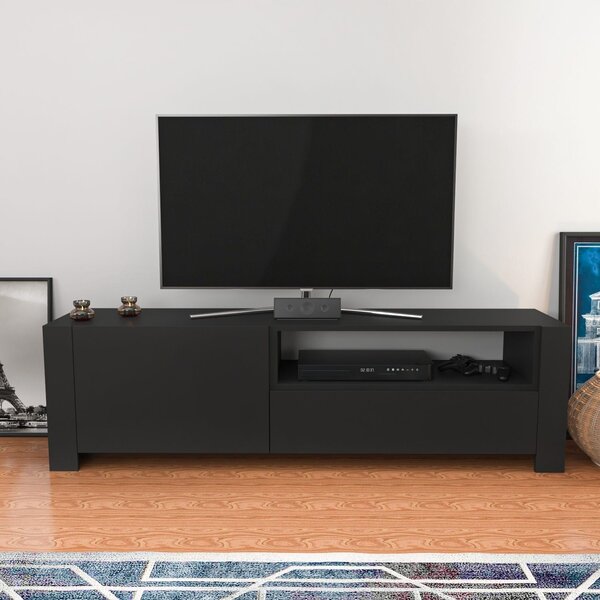 Comoda TV Piedmont, gri antracit, PAL melaminat, 160x37x46 cm