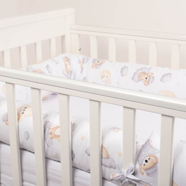 Set 2 aparatori laterale multifunctionale tip rulou pentru patut 120x60 cm Kidizi Koala Dreams, husa detasabila, diametru 10 cm