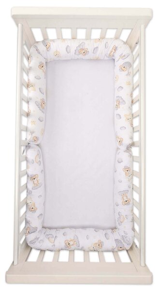 Set 2 aparatori laterale multifunctionale tip rulou pentru patut 120x60 cm Kidizi Koala Dreams, husa detasabila, diametru 10 cm