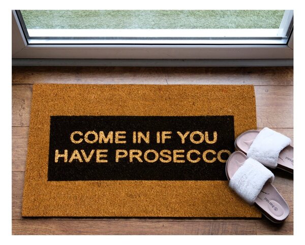 Covoraș intrare din fibre de cocos Artsy Doormats Come In If you Have Prosecco Glitter, 40 x 60 cm
