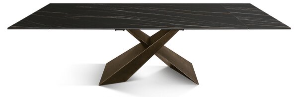 MIRABELLE -MASA BLAT DREPTUNGHIULAR NEGRU CU AURIU MAT EXTENSIBILA-PICIOR METALIC BRONZ 180 cm/ 90 cm