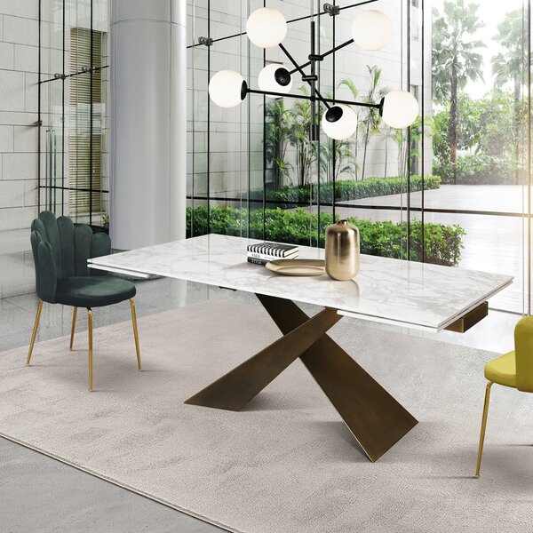 MIRABELLE-MASA BLAT DREPTUNGHIULAR CERAMICA ALB -PICIOR METALIC BRONZ