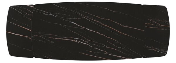 MIRABELLE-MASA BLAT ROTUNJIT CERAMICA NEGRU CU AURIU MAT EXTENSIBILA -PICIOR METALIC BRONZ - 160 cm / 90 cm / h 77