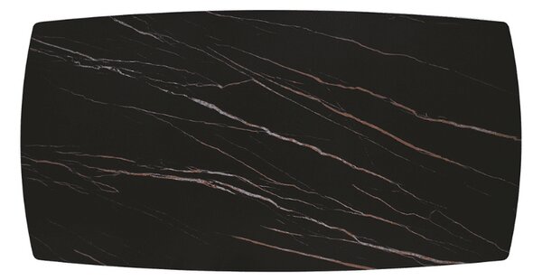 MIRABELLE-MASA BLAT ROTUNJIT CERAMICA NEGRU CU AURIU MAT EXTENSIBILA -PICIOR METALIC BRONZ - 160 cm / 90 cm / h 77