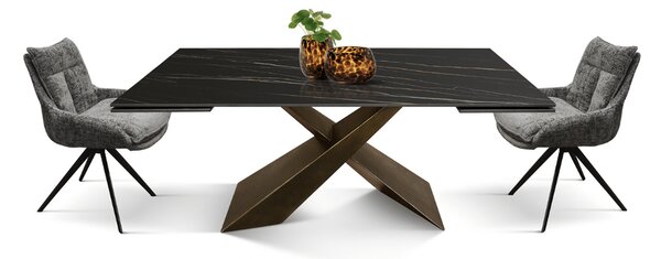 MIRABELLE -MASA BLAT DREPTUNGHIULAR NEGRU CU AURIU MAT EXTENSIBILA-PICIOR METALIC BRONZ 180 cm/ 90 cm