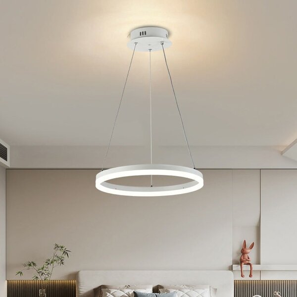 Lustra LED Cu Telecomanda, Elit's, Design Minimalist, ALB, lumina/rece/calda/neutra intensitate reglabila